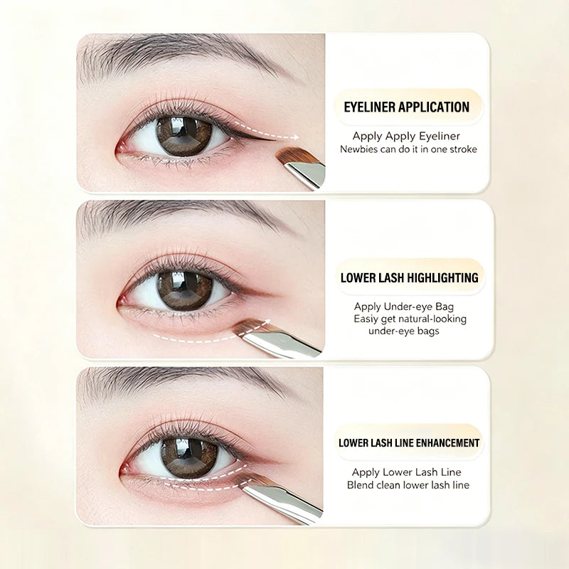 Multi-Function Eyeliner and Eyebrow Makeup Brush Set - Sickle Blade Design
