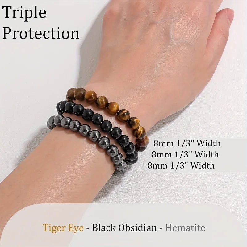 Bohemian Gemstone Bracelet Set for Women Men - Lucky Wealth & Success Beads