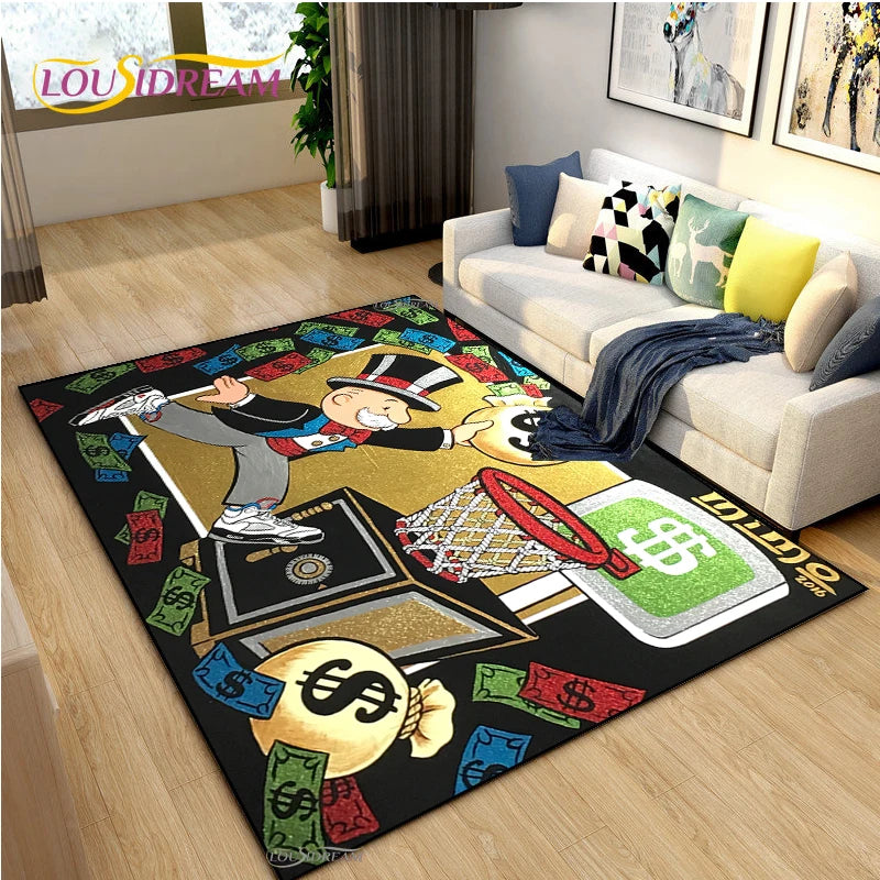 Funny Monopoly Carpet Floor Mat for Living Room Bedroom Kitchen Door Non-slip Rug