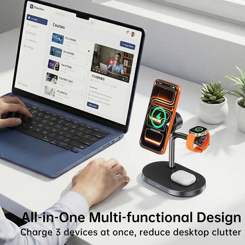 25W Wireless Charging Stand for iPhone, Samsung Galaxy, Apple Watch & Earbuds