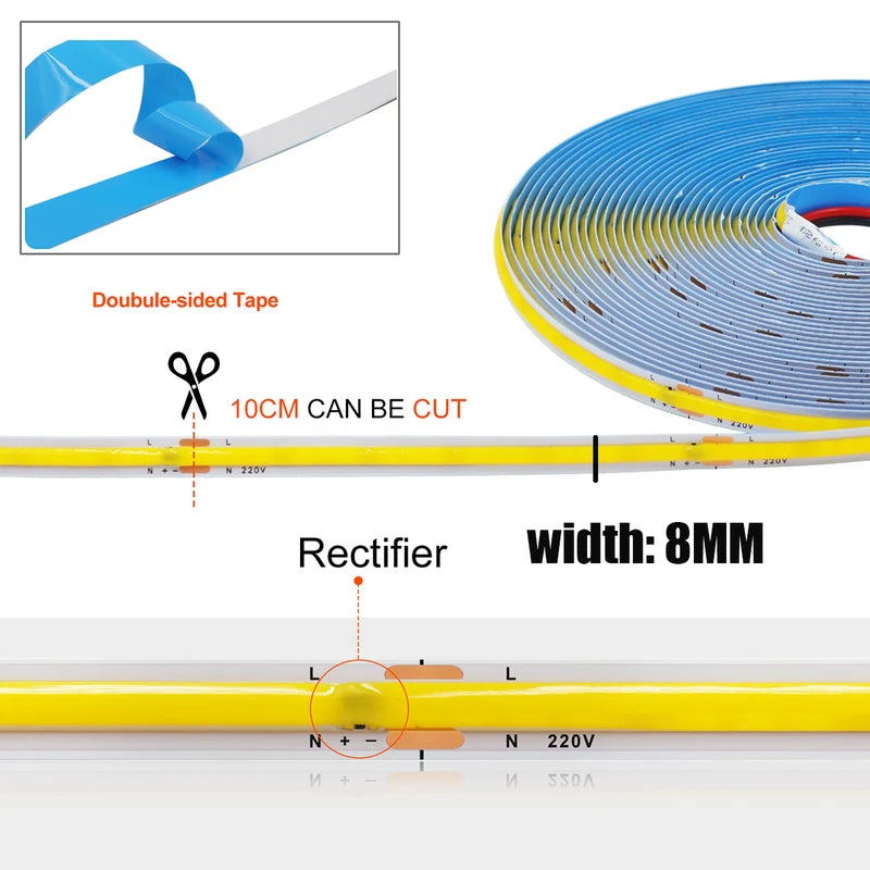 Flexible LED Strip Lights 220V AC 240 LEDs/M RGBW 5M-50M with IP20 Waterproof