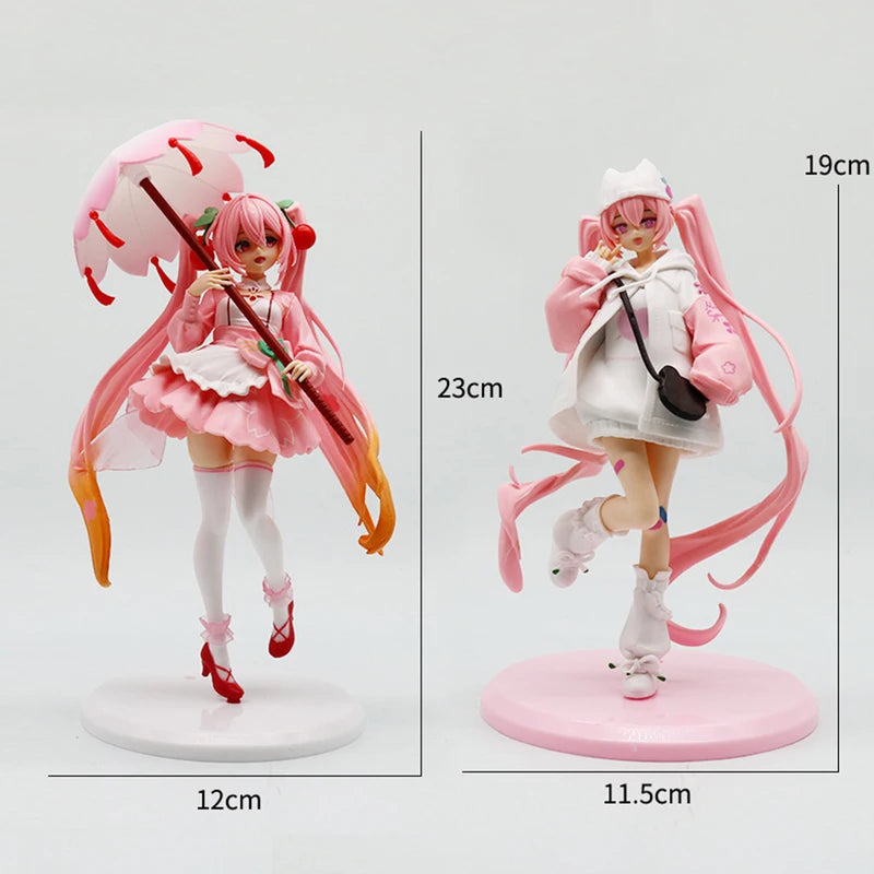 Anime Figure Hatsune Miku Sakura Ver. Desktop Ornament with Hoodie Umbrella - 19-23cm