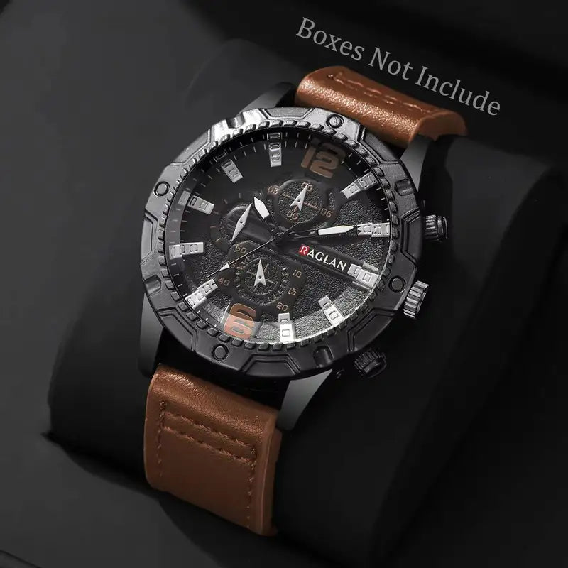 Men's Fashion Leather Strap Quartz Watch Casual Business Wristwatch - Multiple Colors