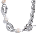 Natural Freshwater Pearl Necklace with Metal Chain - Trendy Women Jewelry Gift