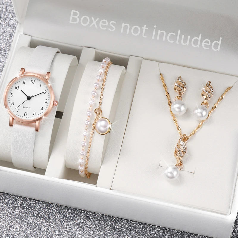 Fashion Women's Quartz Watch with Leather Strap and Diamond Accents - Multiple Colors