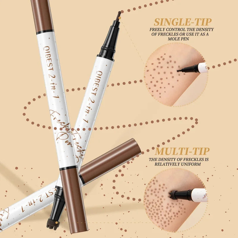 Waterproof 2-in-1 Freckle Pen for Natural Makeup - Long Lasting Dot Spot Tool