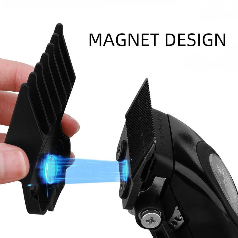 6-Pack Magnetic Hair Clipper Comb Guards for Wahl & Salon Use - Black