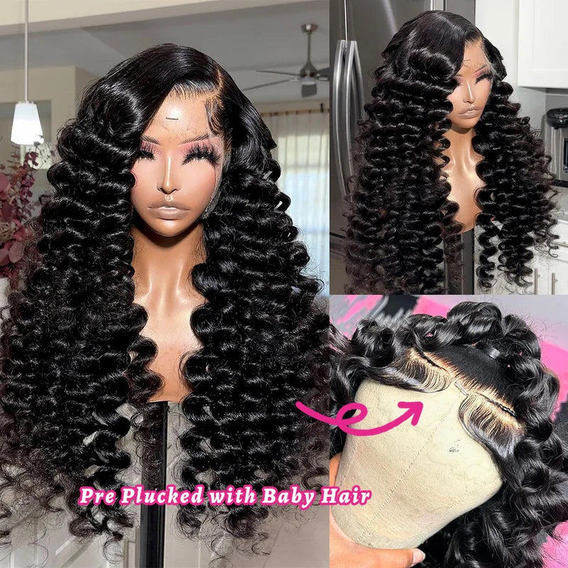 Deep Water Wave Human Hair Wig 13x6 Lace Front Curly Wig for Women