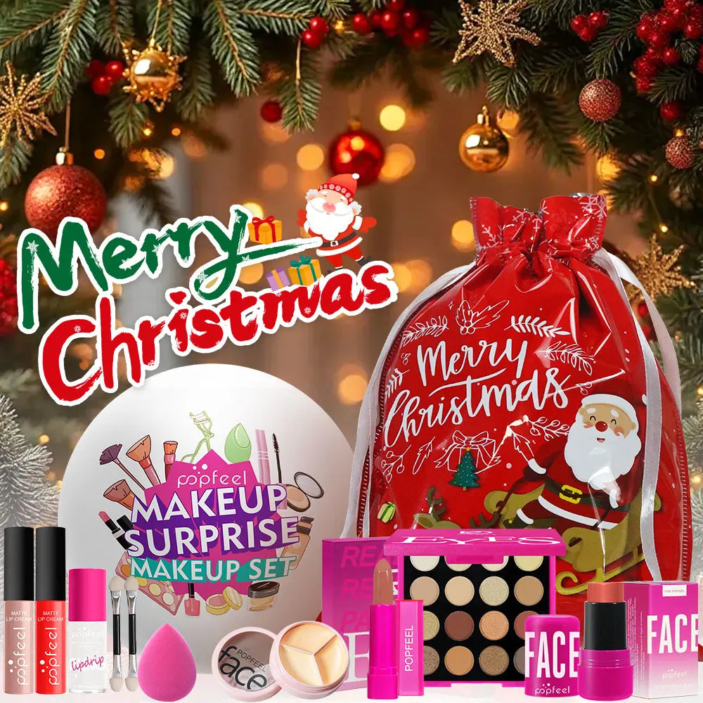 Christmas Surprise Makeup Gift Set - 9-Piece Cosmetic Collection with Eyeshadows and Lipsticks