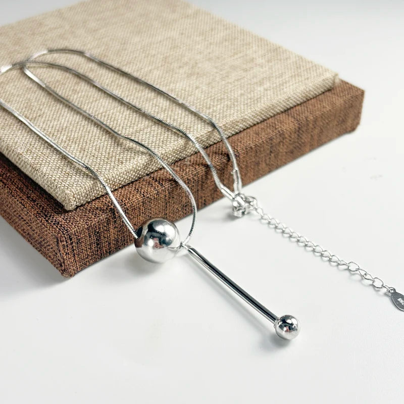 Sterling Silver Line Necklace for Women Girls Fashion Jewelry Birthday Gift