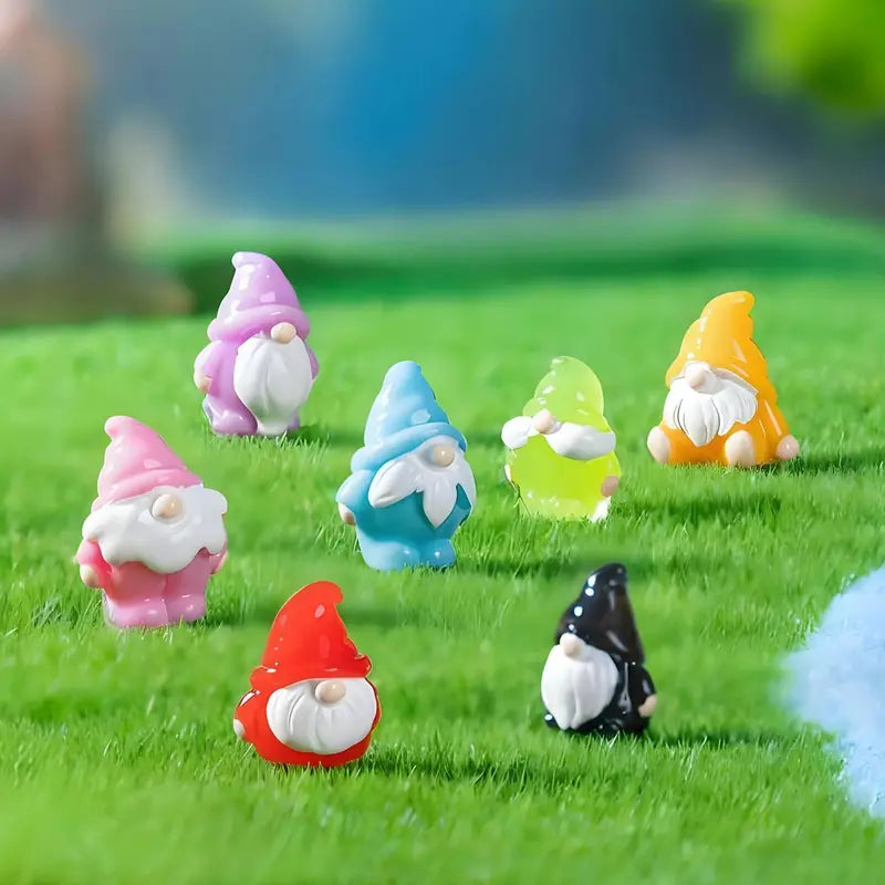 Miniature Gnome Statues Set - DIY Fairy Garden Micro Landscape Crafts, Multi-Color 10/20pcs