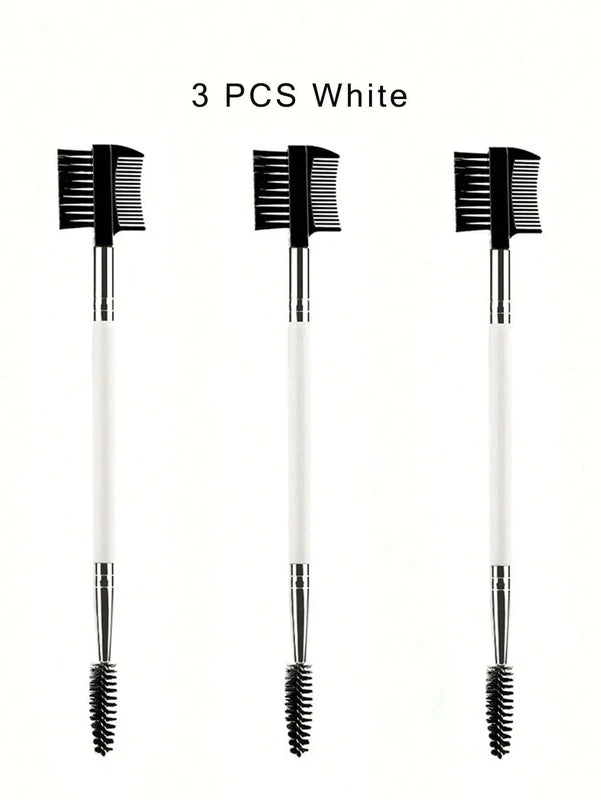 3-in-1 Eyebrow and Eyelash Shaper Makeup Brush Set with 3 Spoolie Heads
