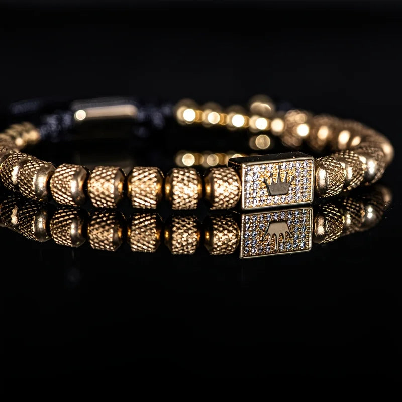 Luxury Micro-Set Bead Bracelet with Adjustable Size Men’s Braided Jewelry