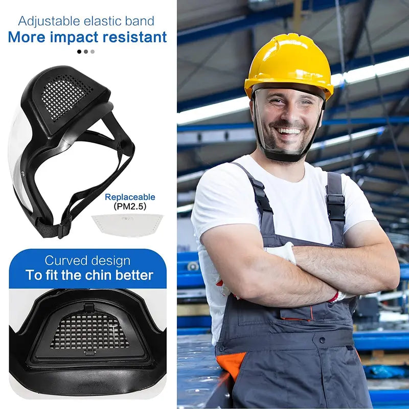 Anti-Fog Full Face Shield with Filters for Work Protection and Safety Glasses