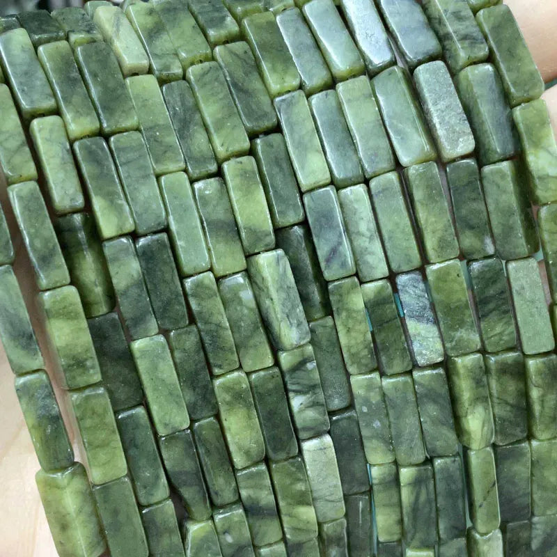 Natural Green Jade Beads - Cylinder, Square, Irregular, Faceted for Jewelry Making