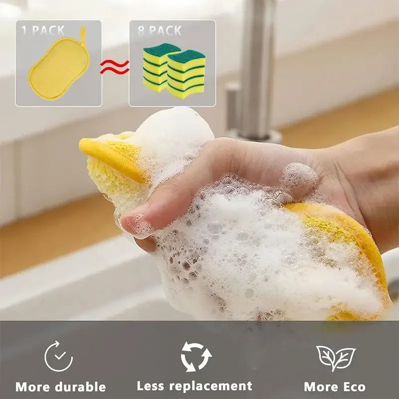 Reusable Multi-Functional Cleaning Pads for Kitchen & Bathroom, Washable & Chemical-Free