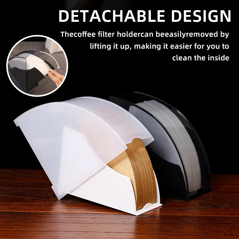 Fan-Shaped Coffee Filter Paper Storage Rack Dustproof Organizer - Large Capacity