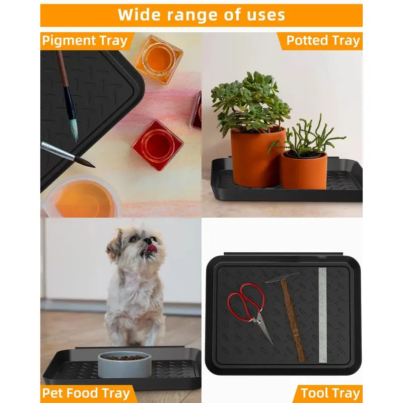 3-Pack Multi-Purpose Outdoor Garden Boot Mat Tray for Floor & Plant Protection