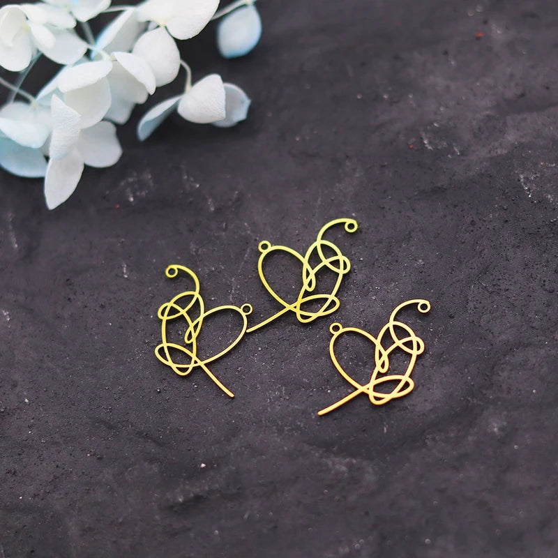 Heart-Shaped Jewelry Charms Set for Necklace Bracelet Crafting - 3 Pieces