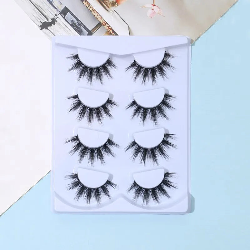 4 Pairs Thick Comic Style False Eyelashes for Dramatic Eye Makeup