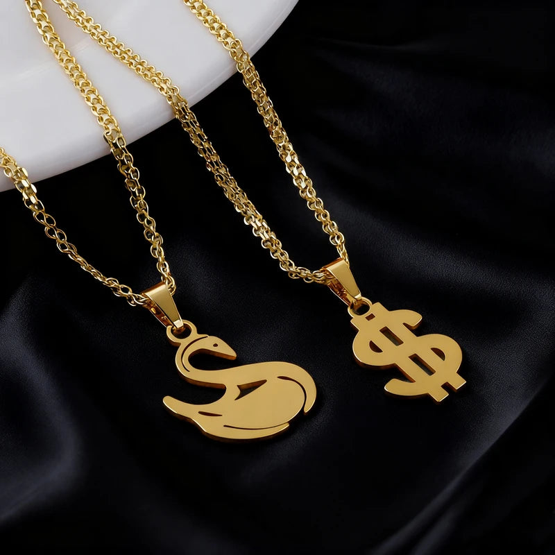 Minimalist Gold Letter Necklace for Women - Stainless Steel Daily Wear Jewelry
