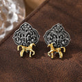 Three-Dimensional Horse-Shaped Floral Drop Earrings for Women - Stylish and Lightweight