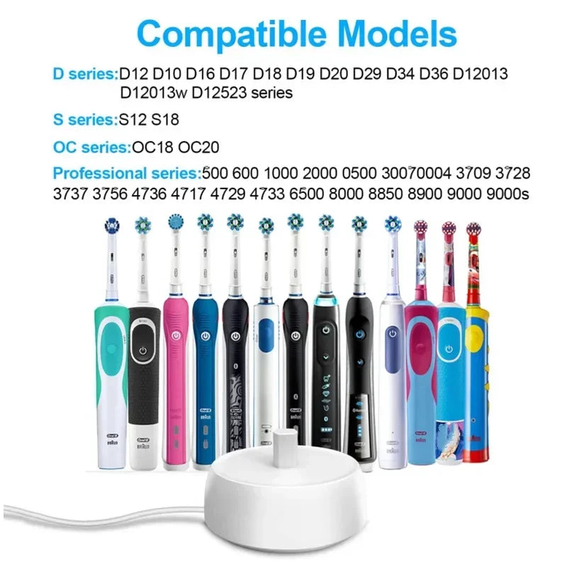 Electric Toothbrush Charger Base for Braun Oral-B Series D12 D20 3757 - Waterproof & Portable