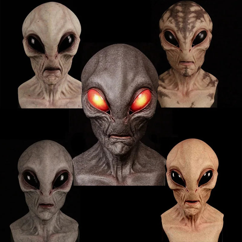Halloween Alien Mask Cosplay Costume Prop UFO Skull Latex Mask