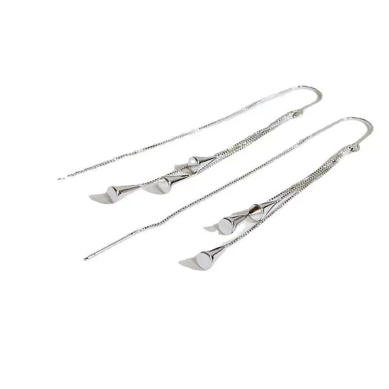 Silver Long Water Drop Tassel Earrings for Women - Personalized Fashion Jewelry