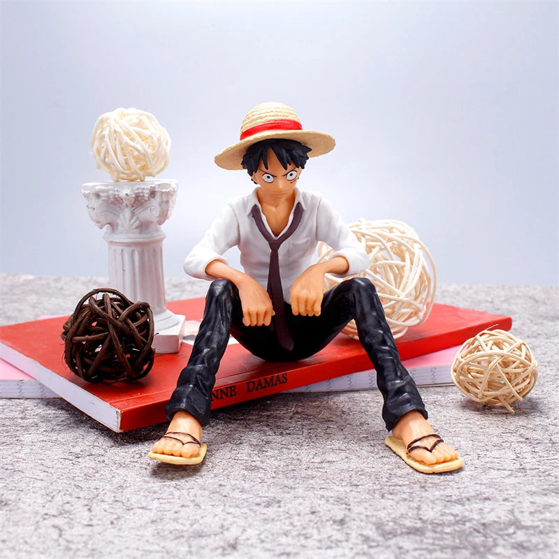 12cm One Piece Luffy Sitting Action Figure PVC Model Collectible Toy for Fans