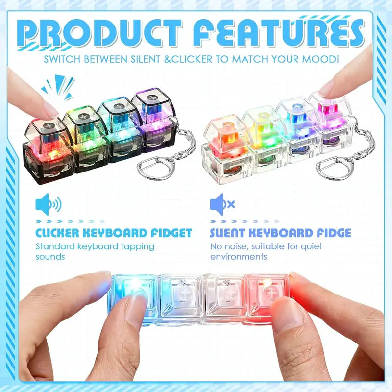 LED Light-Up Keychain Stress Relief Fidget Toy for Anxiety and Desk Decor