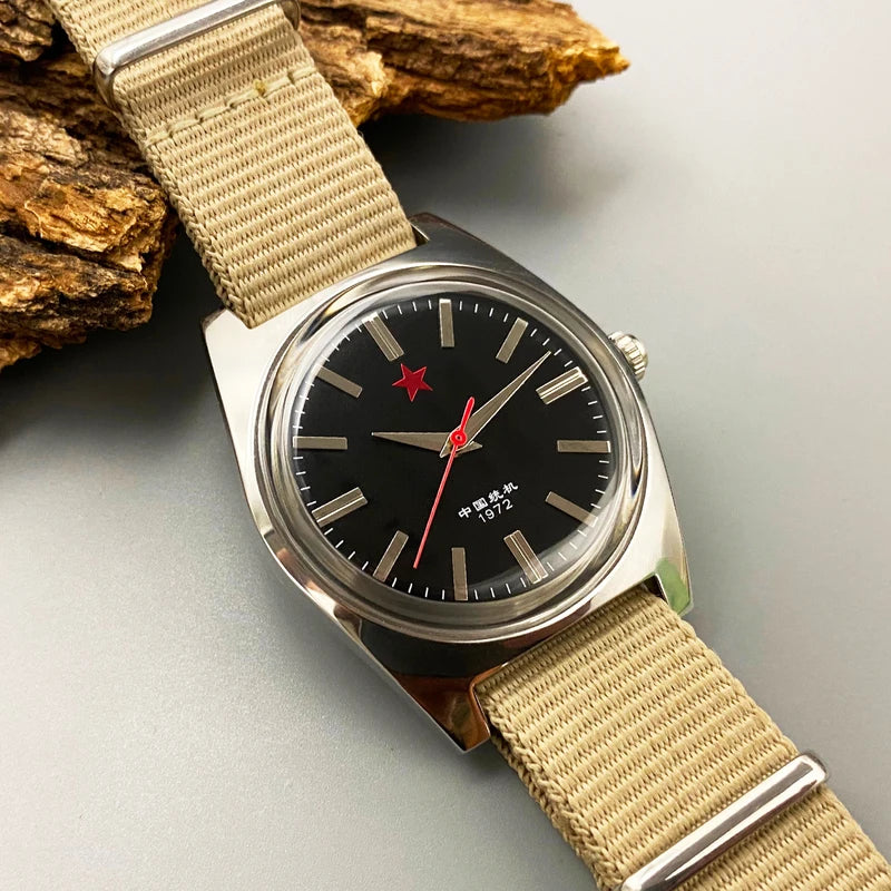 Men's Mechanical Watch 36mm Retro Chinese Style Hand Wind Timepiece