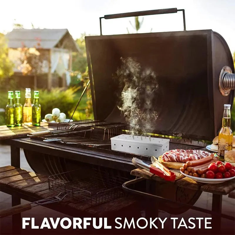 Stainless Steel Smoker Box for Wood Chips - Gas & Charcoal Grill Accessory