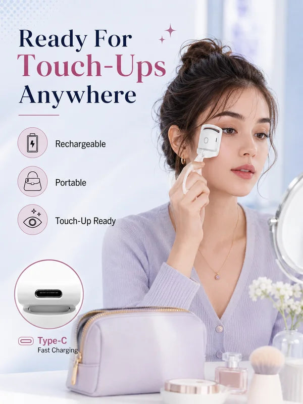 Electric Heated Eyelash Curler Rechargeable Portable Makeup Tool Dual Temperature