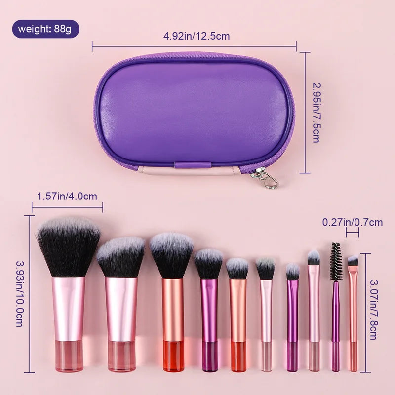 10Pcs Makeup Brush Set with Powder Eyeshadow Foundation Blush Concealer Tools