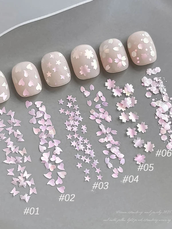 Pink Cherry Blossom Nail Art Glitter Decorations for DIY Nail Designs, Suitable for Valentine’s Day