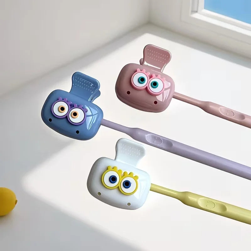 Cute Eye-Shaped Toothbrush Holders Set - Travel Dust-Proof Covers, 3 Pieces