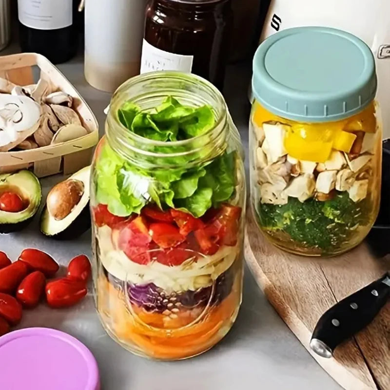 Reusable Plastic Mason Jar Lids Set - Leak-Proof Food Storage Covers