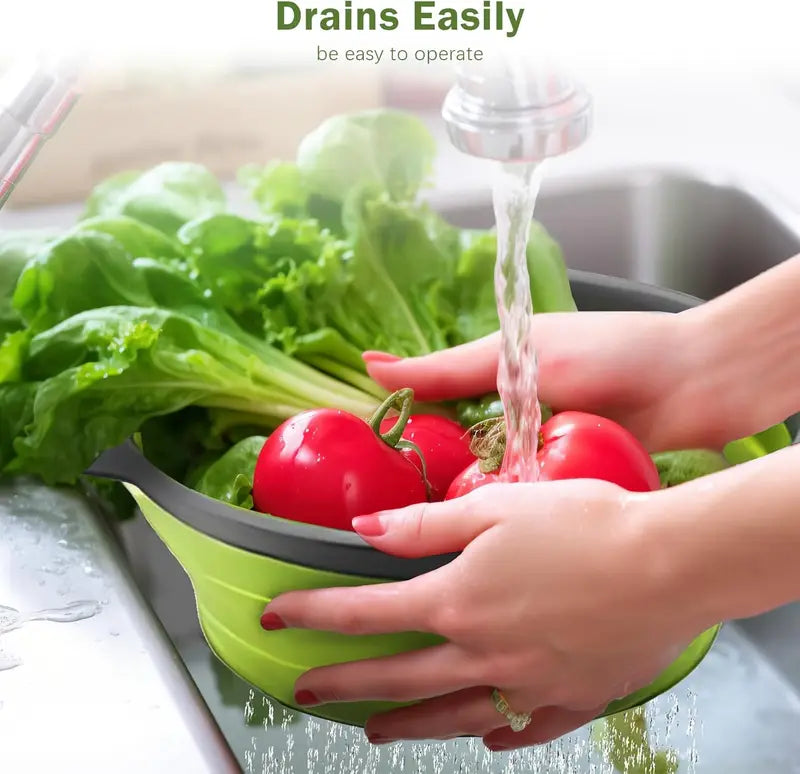 Single-Piece Collapsible Silicone Strainer - Multi-Purpose Kitchen Colander