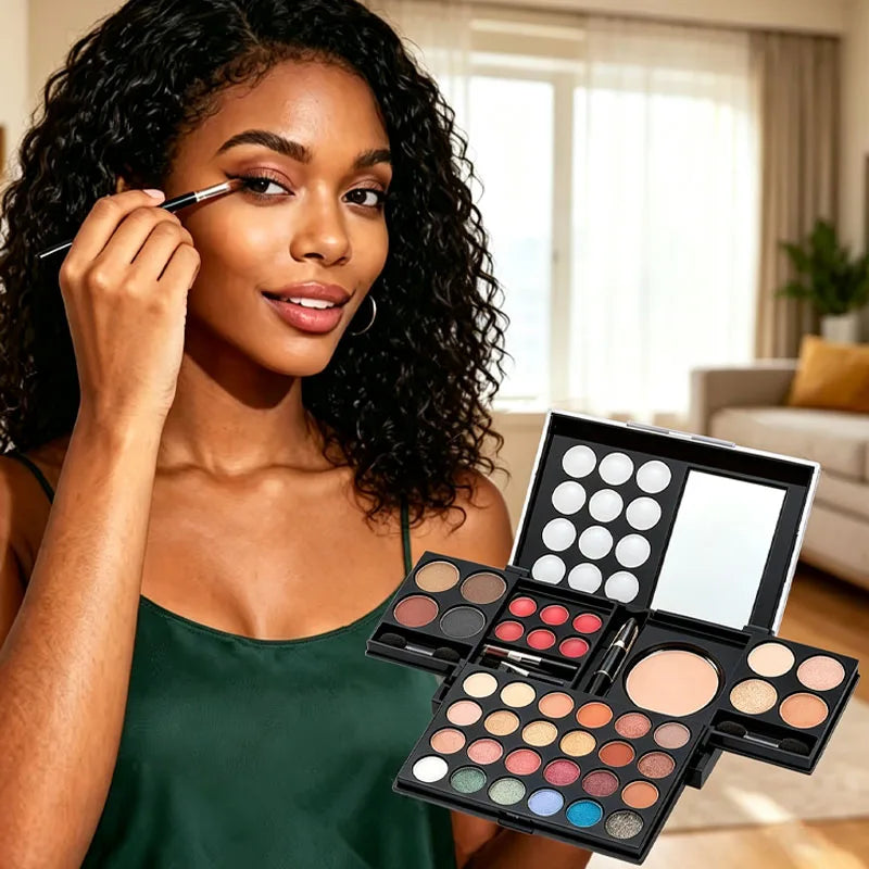 Multifunctional Makeup Kit for Women with Mirror - All-in-One Cosmetic Set for Weddings & Halloween