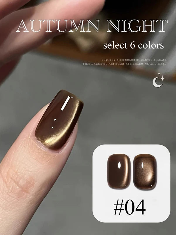 Nail Art Beads Set for Gel Nails - Autumn Night Cat Eye Embellishments, Glass Beads