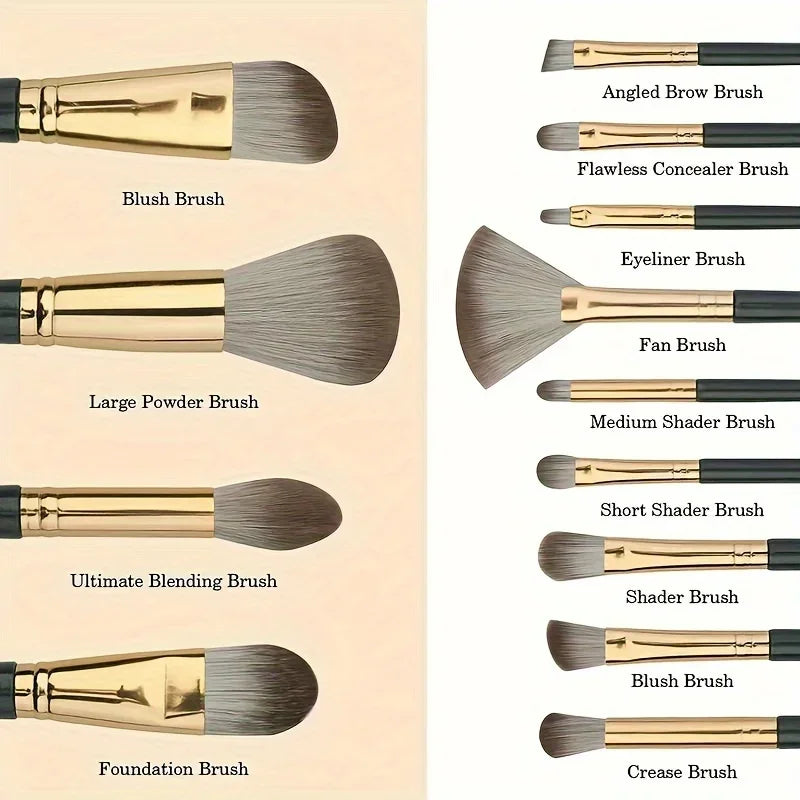 14-Piece Makeup Brush Set Face Eye Blush Professional Fluffy Brushes