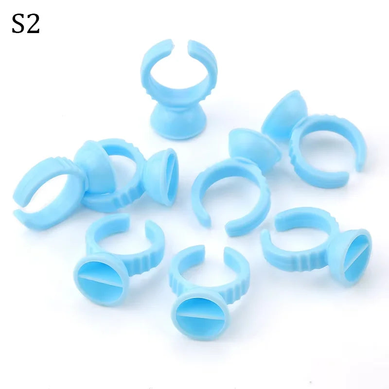Disposable Plastic Glue Rings for Permanent Makeup and Lash Extensions - 100pcs