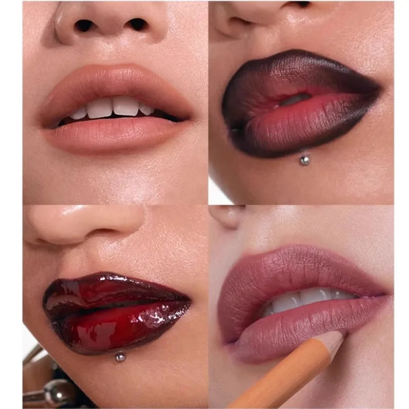 Vegan Lip Liner Pencil - High Pigment Velvet Matte Lipstick for Shaping & Sculpting Lips