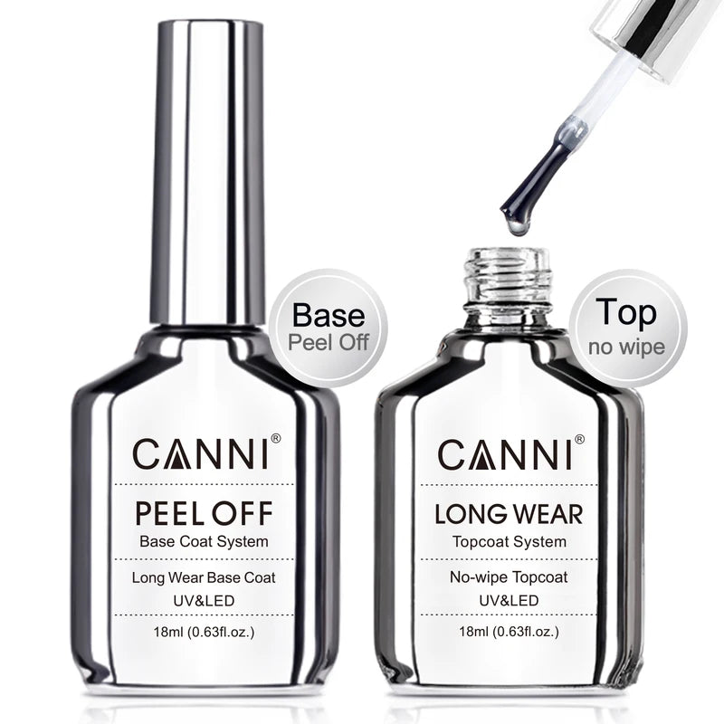 Long Wear Diamond Peel-Off Top Coat & Base Coat for Gel Nails - 18ml
