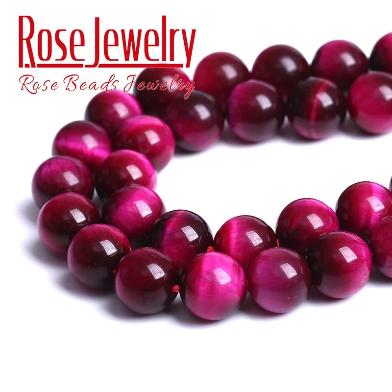 Natural Rose Pink Tiger Eye Beads for Jewelry Making - 4mm to 14mm