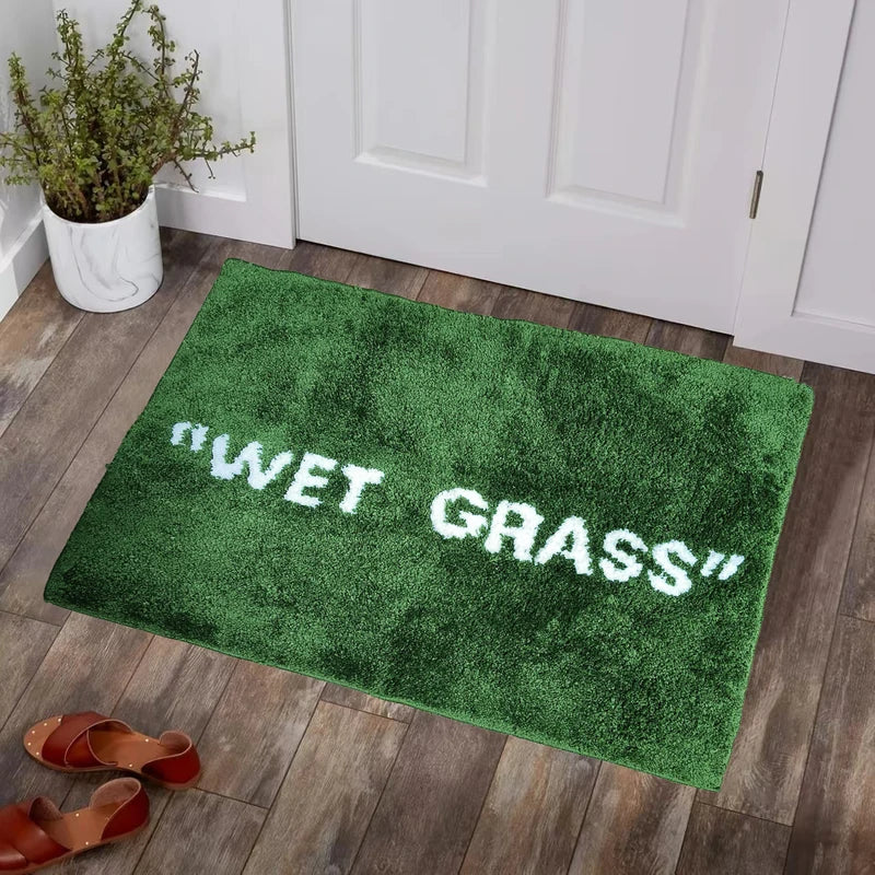 Green Grass Doormat 50x80cm Fluffy Plush Floor Rug for Lounge Bedroom