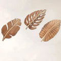 Wood Leaf Wall Art Decor Set of 3 Bohemian Indoor Wall Sculptures