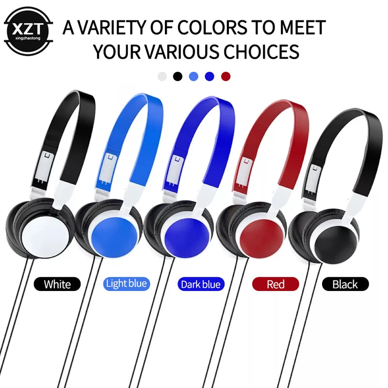 Wired Foldable 3.5mm HiFi Headphones with Bass for Gaming Music Phone
