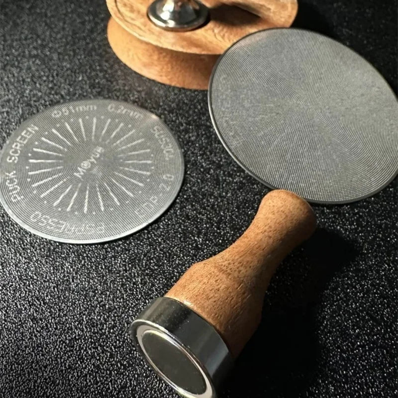 Reusable Espresso Puck Screen Magnet Handle Kit for 51/53/58mm Coffee Filters